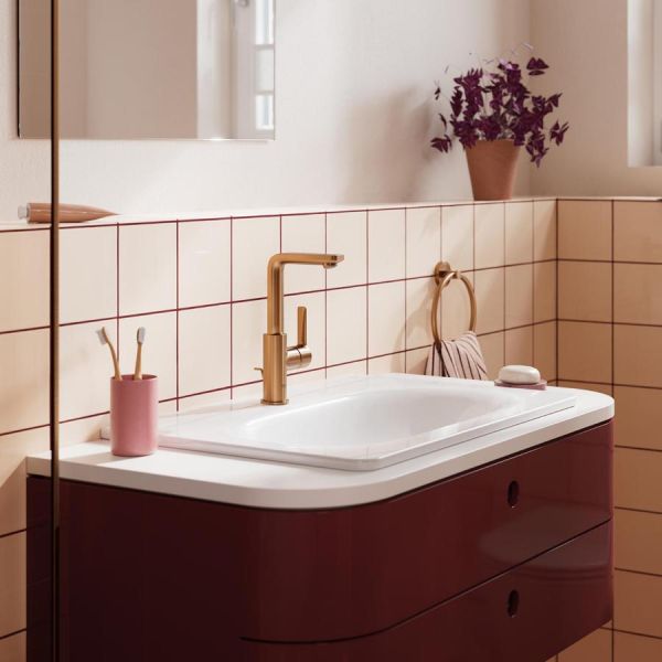 Grohe Lineare Badarmatur L-Size mit Zugstangen-Ablaufgarnitur, warm sunset gebürstet 23296DL1
