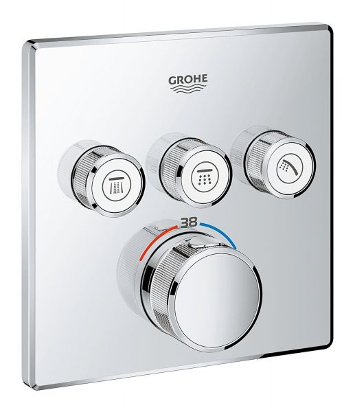 Grohe Grohtherm SmartControl Thermostat mit 3 Absperrventilen, Fertigmontageset eckig