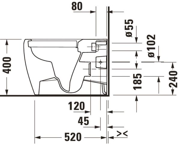 Duravit Qatego Stand-WC 60cm, 4,5 l, Tiefspüler, spülrandlos, Abgang waagerecht, weiß