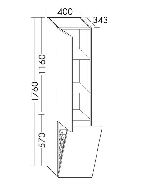 Burgbad Lin20 Hochschrank mit 1 Tür und 1 Wäschekorb, wandhängend HSPG040LF5351