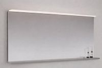 Burgbad Sinea 3.0 Spiegel 140x65cm mit horizontaler LED-Beleuchtung & Ablage, Ausführung links kieselgrau matt SHGW140L