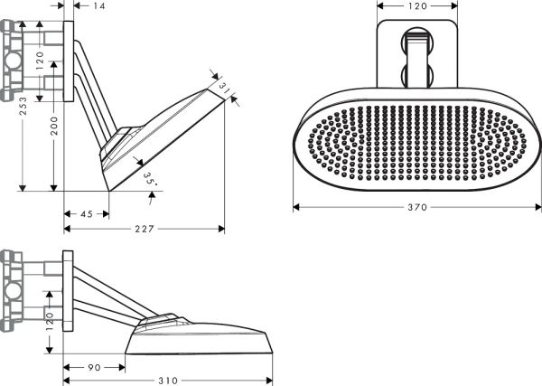 AXOR ShowerSphere Duschkopf 37x22cm 2 Strahlarten mit beweglichem Brausearm