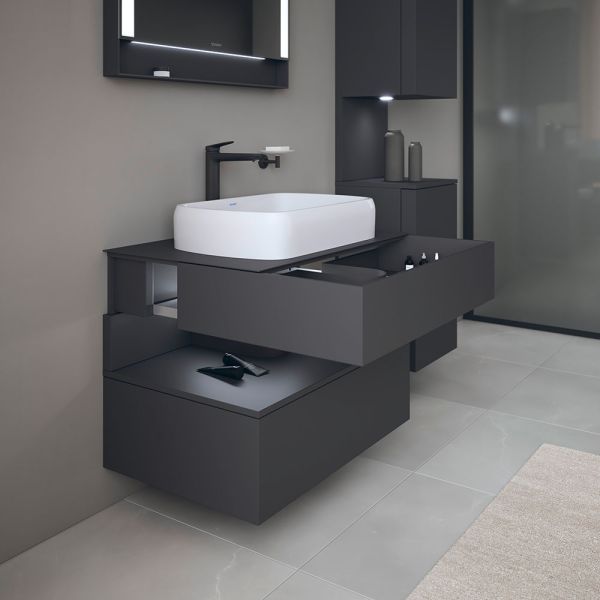 Duravit Qatego Unterschrank für Aufsatzbecken 80x55cm in graphit supermatt Antifingerprint