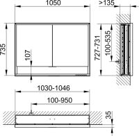 Vorschau: Keuco Royal Lumos Spiegelschrank DALI-steuerbar für Wandeinbau, 2 kurze Türen, 105x73cm 14318171303