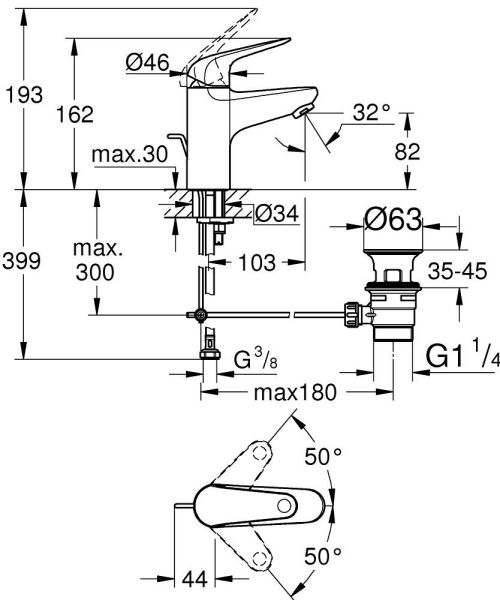 Grohe Swift 2023 Waschtischbatterie S 24316001