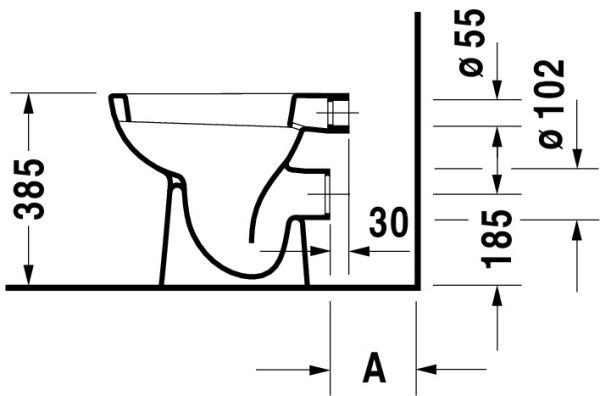 Duravit D-Code Stand-WC Tiefspüler Spülrand halb offen, HygieneGlaze, weiß