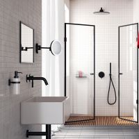 Vorschau: Smedbo Outline Kosmetikspiegel rund mit LED- Beleuchtung Dual Light, Batteriebetrieb FK485EBP schwarz 1