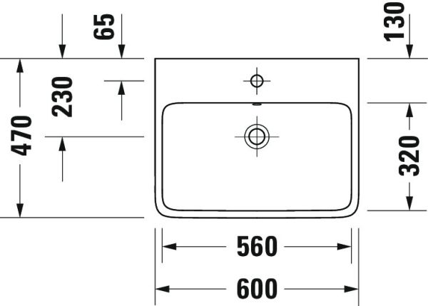 Duravit Qatego Aufsatz-Waschtisch 60x47cm, 1 Hahnloch, geschliffen, weiß