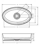 Vorschau: RIHO Solid Surface Thin Waschtisch oval ohne Hahnloch 58x34,6x14,5 cm, weiß matt