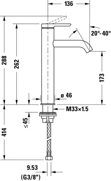 Duravit C.1 Waschtischarmatur L für Aufsatzbecken, chrom