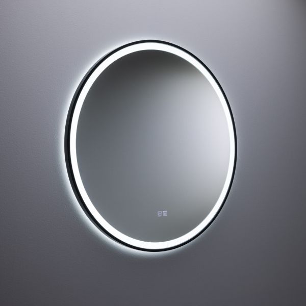 Avenarius Lichtspiegel rund Ø60cm, LED-Beleuchtung, Spiegelheizung, schwarz matt 9155300040