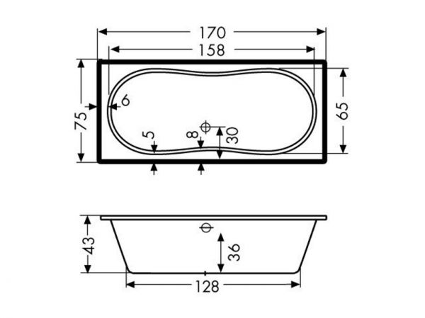 Polypex HAPPY 1700 Rechteck-Badewanne 170x75cm