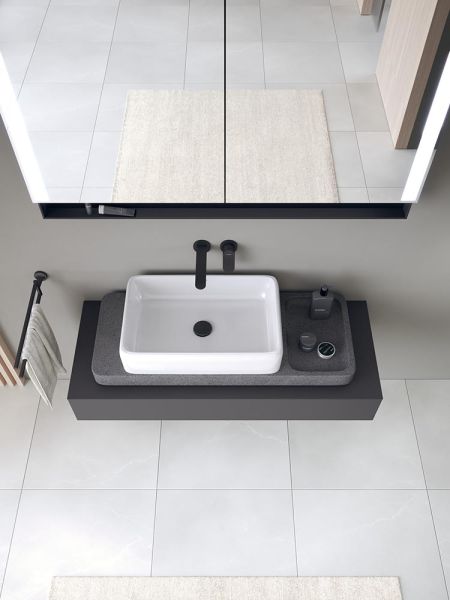 Duravit Qatego Natursteinkonsole aus Lavica Stein mit Aufsatzbecken 100x41cm, weiß D4800300