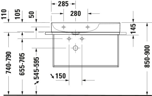 Duravit Dura Square Metallkonsole Wandhängend, zu Waschtisch 235380, chrom 0031121000