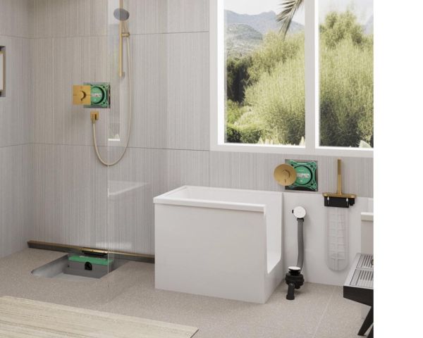 hansgrohe Exafill Fertigset Wanneneinlauf, Ab- und Überlaufgarnitur, brushed bronze/weiß glanz