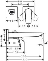 Vorschau: Hansgrohe Logis Waschtischarmatur Unterputz Fine für Wandmontage mit Auslauf 20,6cm, schwarz matt