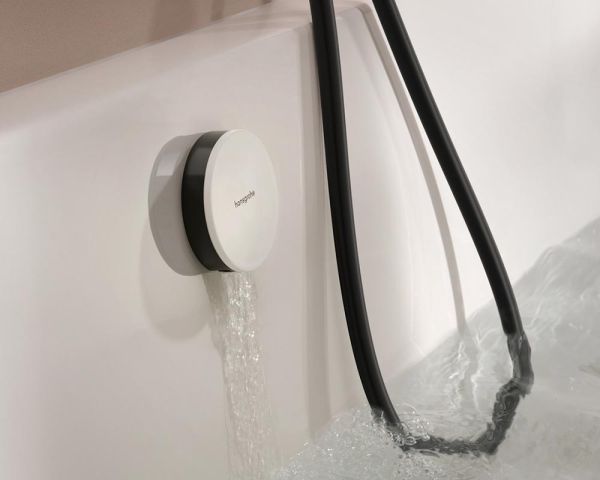 hansgrohe Exafill Fertigset Wanneneinlauf, Ablauf- & Überlaufgarnitur, brushed black chrome/weiß glanz 