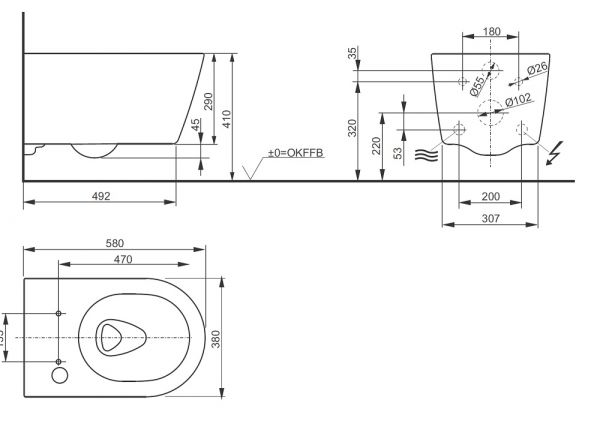 TOTO RP WC randlos, wandhängend Tiefspüler, ausschl. für WASHLET™ weiß CeFiONtect