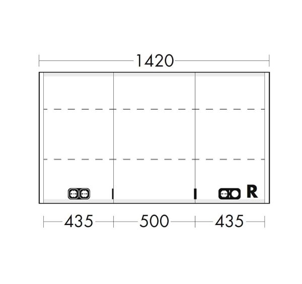 Burgbad rl20 Spiegelschrank 142x80cm mit Klarglas Lichtrahmen, Wandeinbau