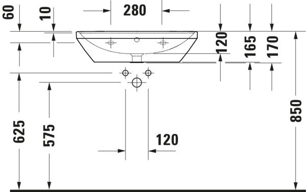 Duravit D-Neo Waschtisch rechteckig 65x44cm, mit Überlauf, weiß