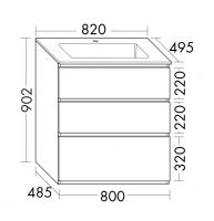 Vorschau: Burgbad Lin20 Mineralguss-Waschtisch mit Waschtischunterschrank, 3 Auszüge, bodenstehend, 82x49,5cm SGHU082