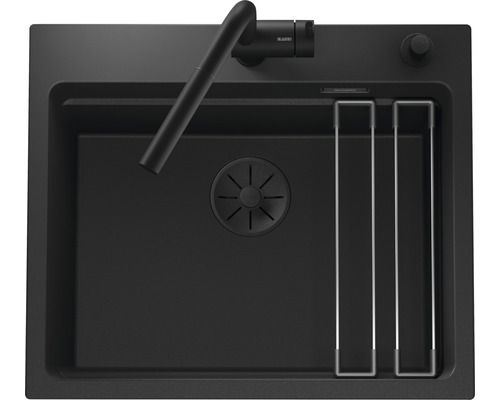 Blanco Etagon 6 Granitspüle mit Linus-S Einhebel-Küchenmischer, Komplett-Set, schwarz matt