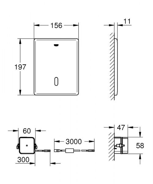 Grohe Tectron Skate Infrarot-Elektronik für WC-Spülkasten, Wandeinbau 230V, edelstahl