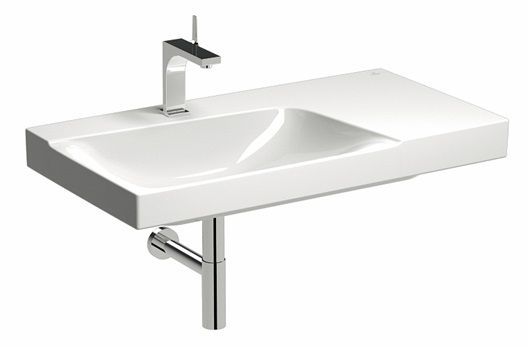 Geberit Xeno² Waschtisch mit 1 Hahnloch, Ablagefläche rechts, 90x48cm weiß KeraTect