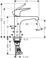 Vorschau: Axor Citterio E Einhebel-Waschtischmischer 125 mit Hebelgriff und Zugstangen-Ablaufgarnitur