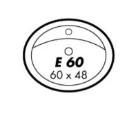 Vorschau: Polypex E 60 Einbau-Waschtisch oval, 1 Hahnloch, 60x48cm