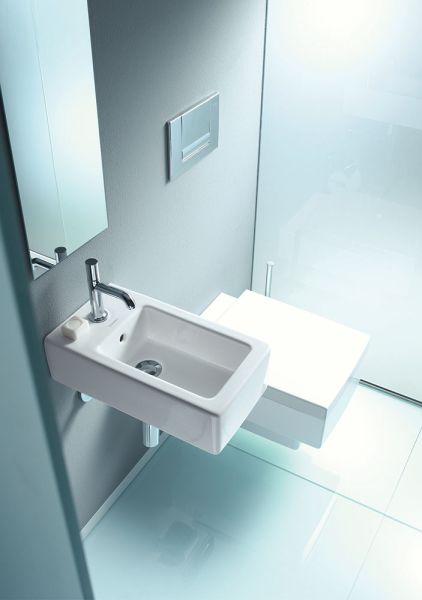 Duravit Vero Handwaschbecken rechteckig 25x45cm, mit 1 Hahnloch und Überlauf, weiß 0702250000