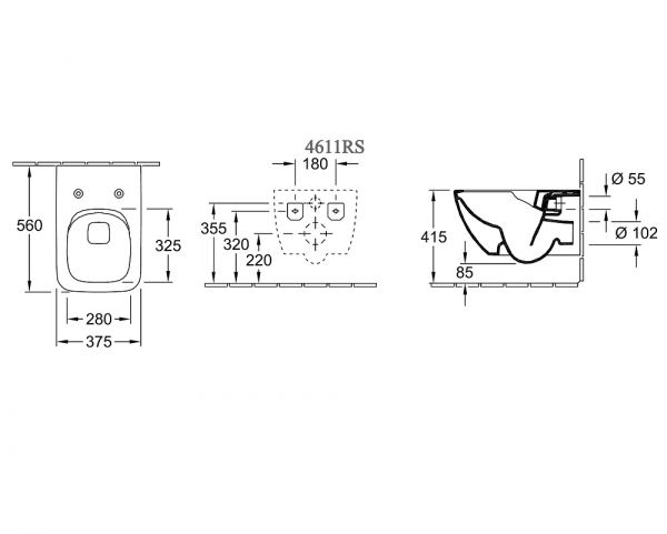 Villeroy&Boch Venticello Wand-Tiefspül-WC mit DirectFlush, inkl. WC-Sitz SlimSeat, Combi-Pack, weiß