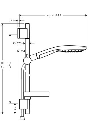 Hansgrohe Raindance Select S 150 3jet Handbrause/ Unica'S Puro Brausestange 0,65m Set, chrom