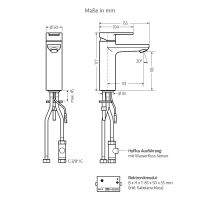 Vorschau: WimTec PROOF E4 HyPlus HDM 9V Batteriebetrieb Waschtischarmatur Mischwasser, chrom