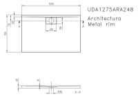 Vorschau: Villeroy&Boch Architectura MetalRim Duschwanne inkl. Antirutsch (VILBOGRIP),120x75cm, weiß, techn. Zeichnung