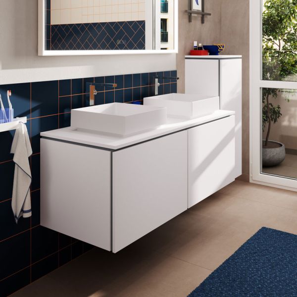 hansgrohe Xilesa E Konsole 137,5x55cm für 2 Aufsatzwaschtische ohne Hahnloch
