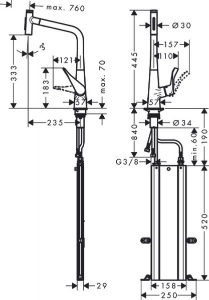 Hansgrohe Metris Select M71 Einhebel-Küchemischer 320 mit Ausziehbrause und sBox