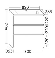 Vorschau: Burgbad Lin20 Mineralguss-Waschtisch mit Waschtischunterschrank, 3 Auszüge, bodenstehend, 82x36,5cm SGHQ082F5381C0001