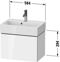 Vorschau: Duravit L-Cube Waschtischunterschrank 58x39cm mit 1 Schublade für ME by Starck 236860, techn. Zeichnung