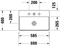 Vorschau: Duravit DuraSquare Waschtisch rechteckig 60x40cm, ohne Hahnloch, ohne Überlauf, weiß 2356600070