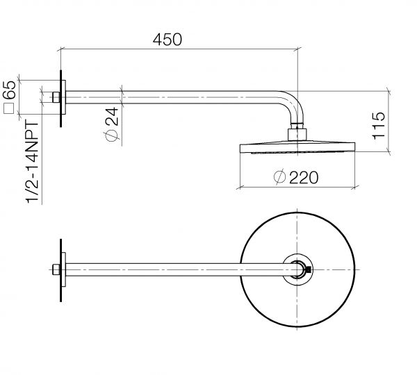 Dornbracht Serienneutral Regenbrause Ø22cm mit Wandanbindung FlowReduce