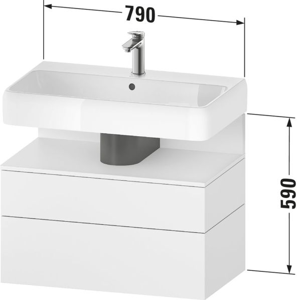 Duravit Qatego Unterschrank 79x47cm in basalt matt, mit offenem Fach in eiche marmoriert