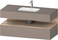 Duravit Qatego Einbauwaschtisch mit Unterschrank 120x55cm in basalt matt, mit offenem Fach in eiche marmoriert QA4787