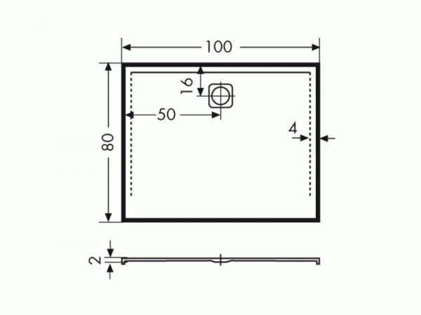 Polypex PLANO 100x80 Duschwanne 100x80x2cm