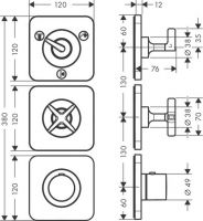 Vorschau: Axor Citterio E Thermostatmodul Unterputz für 3 Verbraucher, mit 3 Einzelrosetten