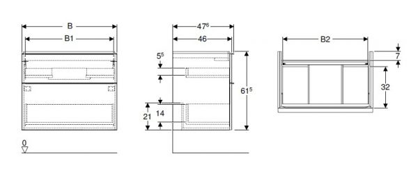 Geberit iCon Unterschrank 75cm für Waschtisch, 2 Schubladen