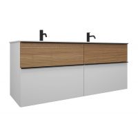 Vorschau: Burgbad Fiumo Doppelwaschtisch 142cm mit Waschtischunterschrank mit Plisséefront, 4 Auszüge