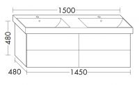 Vorschau: Burgbad Sys30 Waschtischunterschrank 145cm zu Catalano Zero Up 150ZEDUP, Griffleiste in chrom