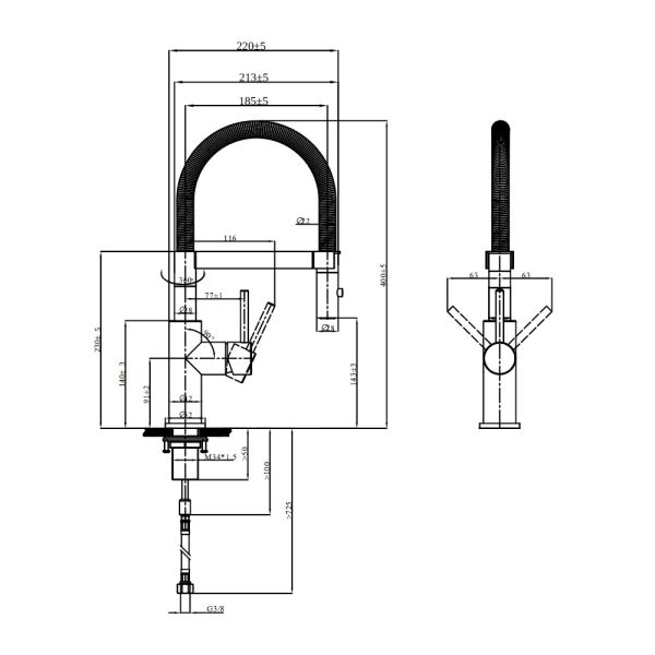 Villeroy&Boch Steel Expert Compact Küchenarmatur aus Edelstahl, anthracite 92730005