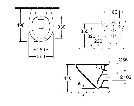 Villeroy&Boch O.Novo Wand-WC, WC-Sitz mit QuickRelase und SoftClosing Funktion, Combi-Pack, weiß 7667HR01_2